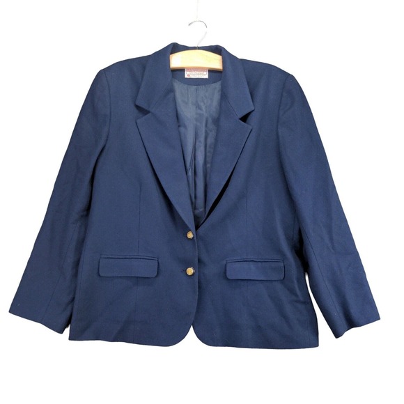 Vintage Pendleton Woolen Mills Blazer Jacket Size 16 Blue Wool USA 2 Buttons - Picture 1 of 12